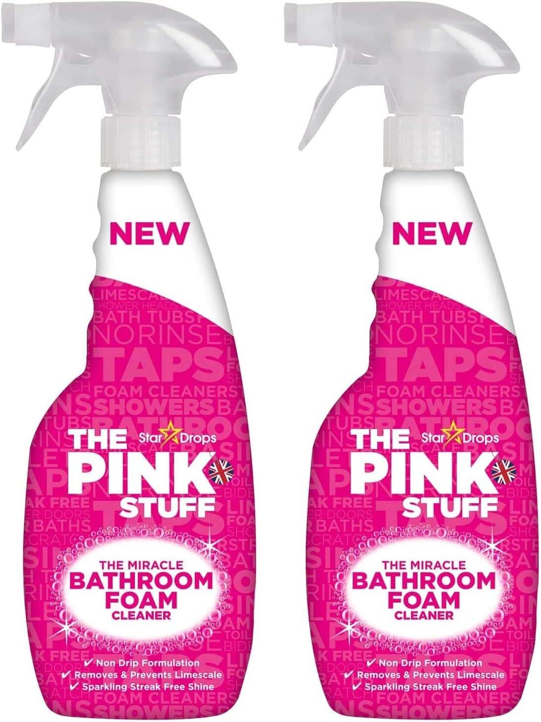 Stardrops Il Pink Stuff - Schiuma per il bagno - Prodotto per la pulizia del bagno - Confezione da 2