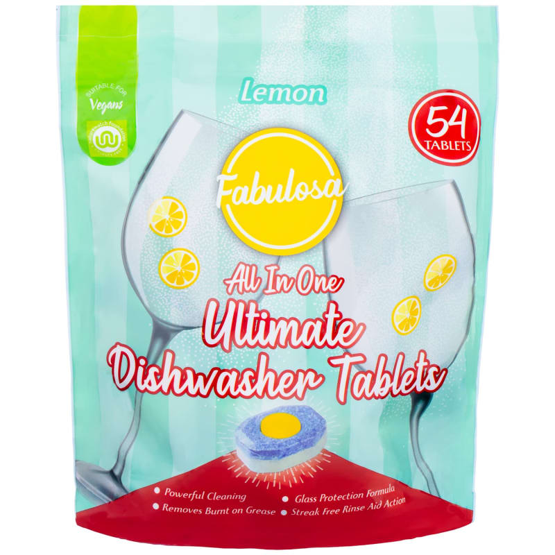 Fabulosa Tablete pentru Mașina de Spălat Vase All in One Ultimate – 54 tablete, Lemon Sherbet