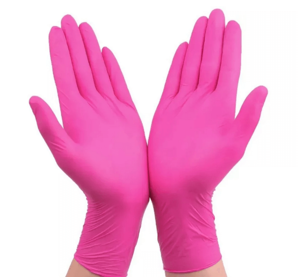 Guanti per pulizia rosa in nitrile - 20 pezzi