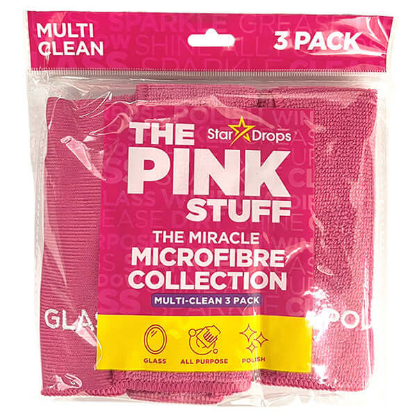 Pink Stuff cârpă de curățare din microfibră roz (3 bucăți)