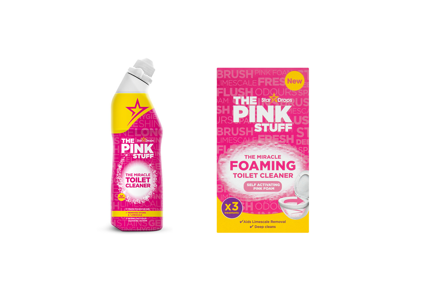 The Pink Stuff Toilet Set - Toilet Cleaner 750ml & Toilet Powder