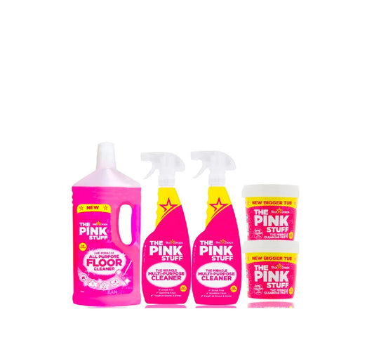 Il Pink Stuff - Set per soggiorno incluso detergente per pavimenti, detergente universale, pasta miracolosa