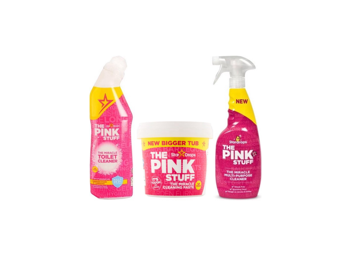 Confezione Stardrops Ultra Pinkstuff - Pasta detergente 850 grammi + Gel da toilette + Spray multi detergente