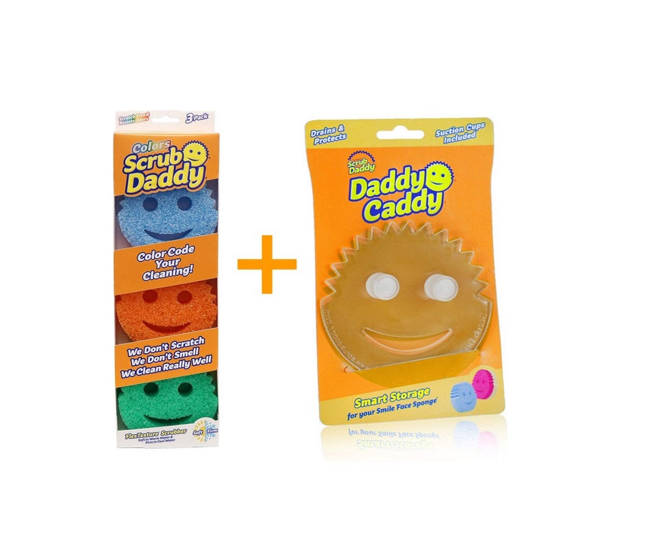 Scrub Daddy + Turētājs - Sūklis 3 Krāsas - Daddy Caddy